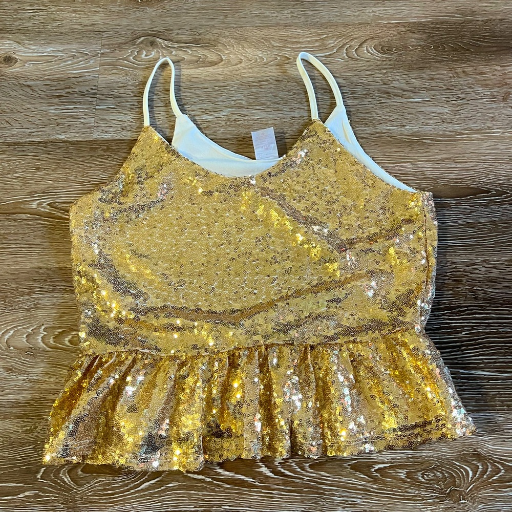 Gold Sequin Front & Back Spaghetti Strap Tank